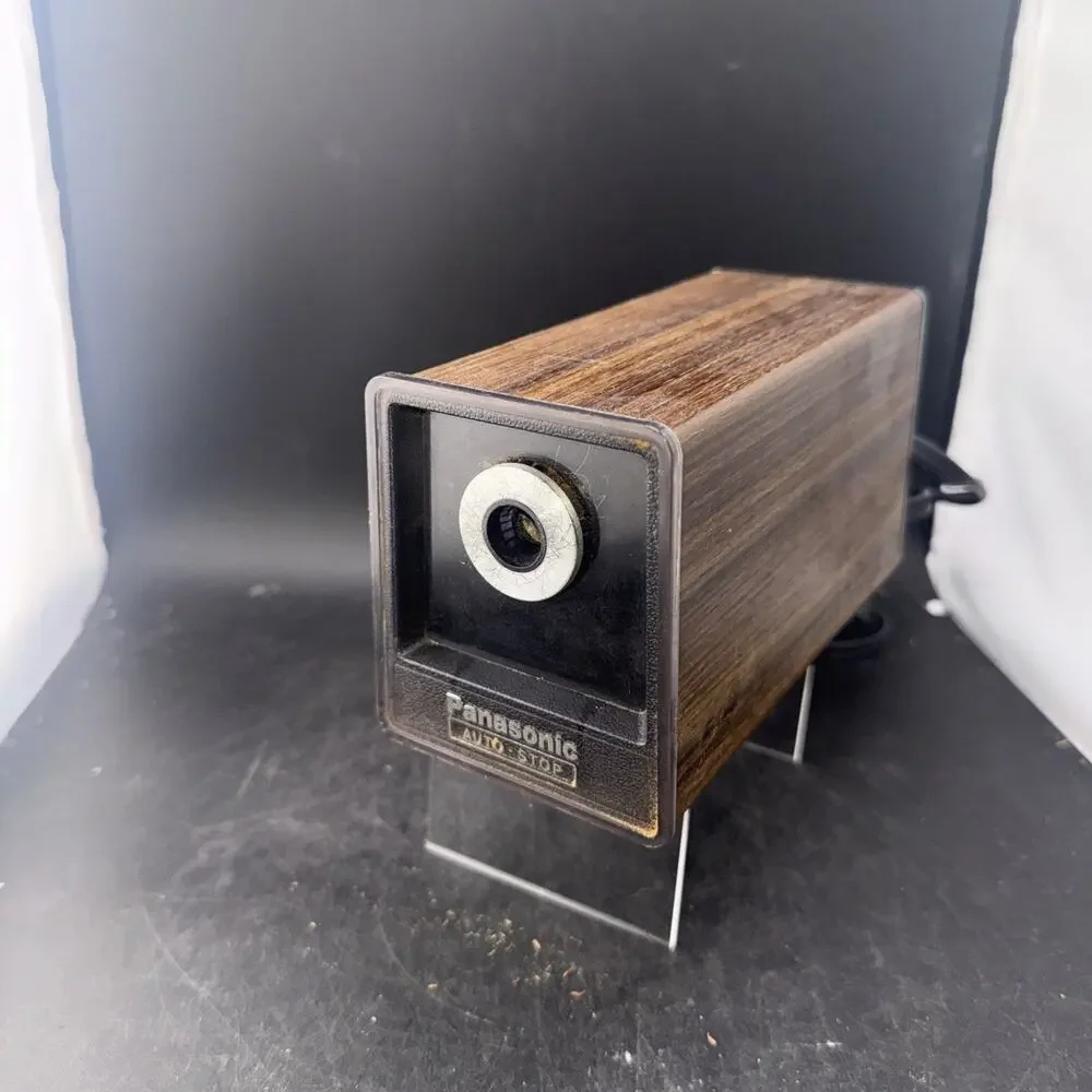 Vintage Panasonic KP-77 Electric Pencil Sharpener Auto-Stop Woodgrain Works!